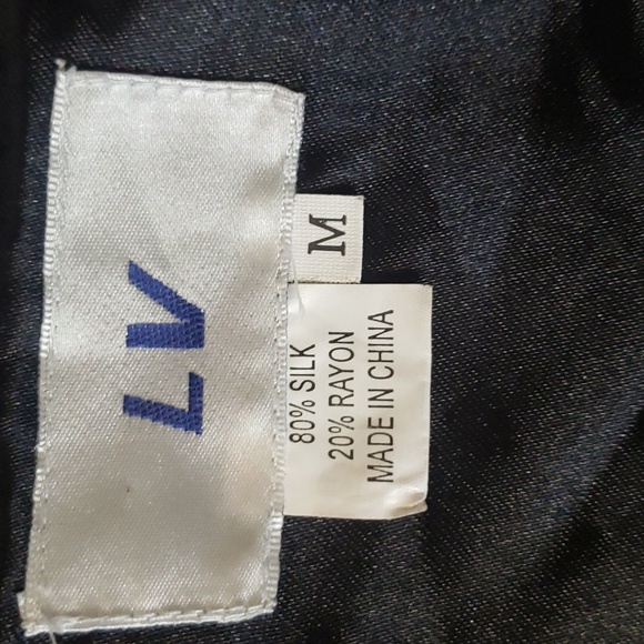 Vintage Embroidered Black Silk Satin Floral Birds Cocktail Jacket Women's Sz M - Picture 11 of 17